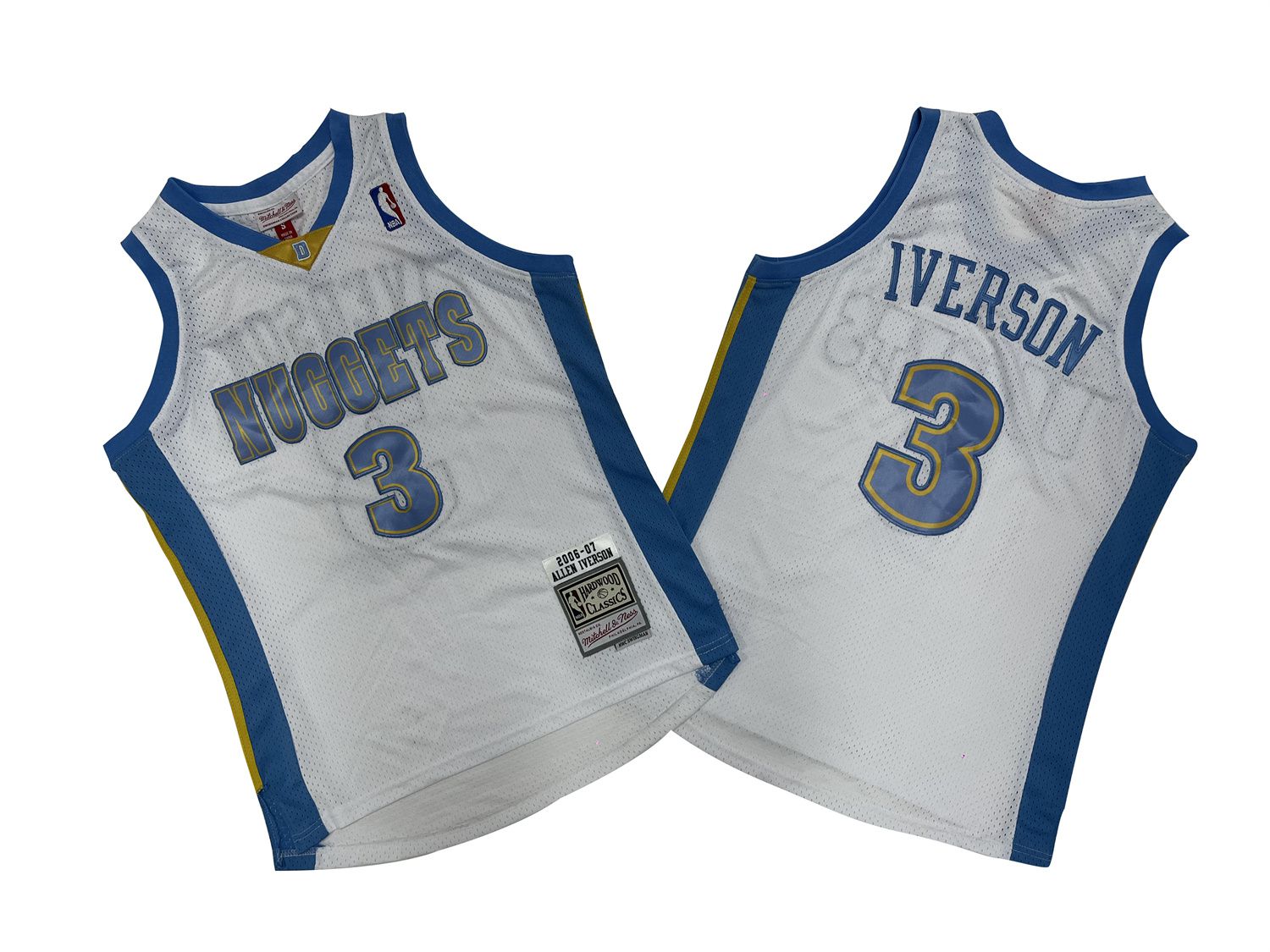 Men Denver Nuggets #3 Iverson White Throwback NBA Jersey->denver nuggets->NBA Jersey